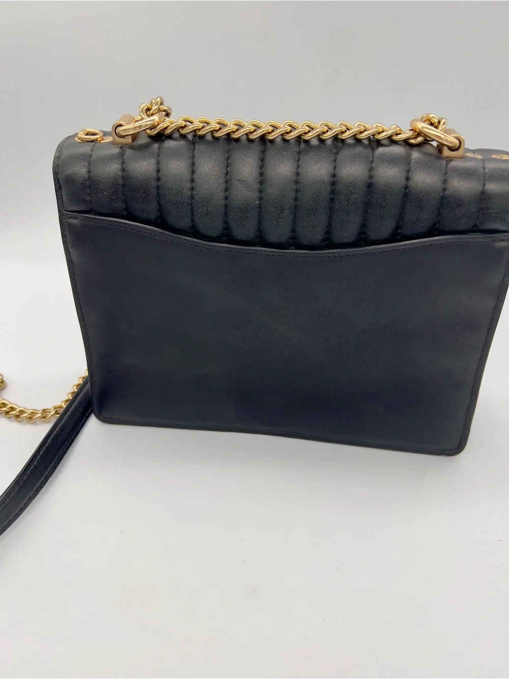 Coach Black Quilted Leather Crossbody with Gold Chain